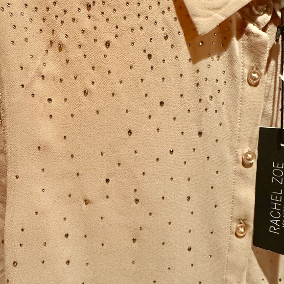NWT RACHAEL ZOE WATERFALL RHINESTONES BLOUSE - Picture 2 of 6